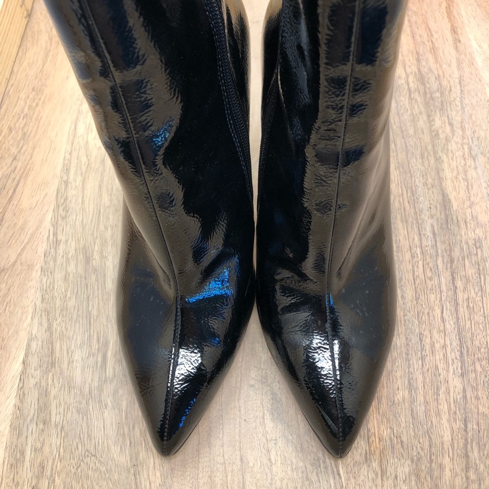 Patent Leather Booties with Block Heel
